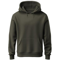 Adro Men's Cotton Neck Hooded Sweatshirt (H22-M-Pln-Ol_Olive_M)