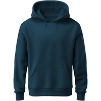 Adro Men's Cotton Neck Hooded Sweatshirt (H22-M-Pln-Sb_Teal_L)