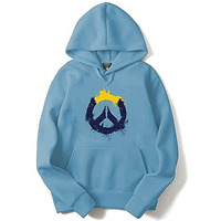 Adro Men's Cotton Peace Hooded Sweatshirt (H20-M-Pc-Sk_Skyblue_2Xl)