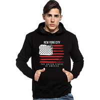 Adro Men's Cotton Neck Hooded Sweatshirt (H21-M-Nww-Bl_Black_S)