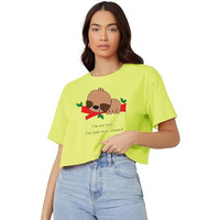 Kotty Women's Printed Cotton Blend Oversized Crop T-Shirts