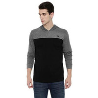 Adro Full Sleeve Color Block T-Shirt For Men (Fr4-3-Hd-Bl_Black_M)