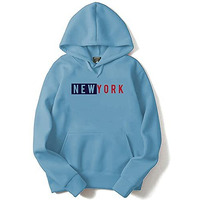 Adro Men's Cotton Neck Hooded Sweatshirt (H20-M-Nky-Sk_Skyblue_M)