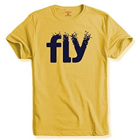 Adro Men's Printed Cotton T-Shirt | Regular Fit | Round Neck | Rnr-M-Fly-Ly-L Light Yellow
