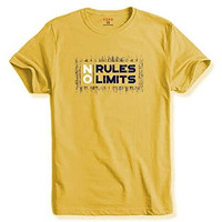 Adro No Rules No Limits Mens Printed T-Shirt (Rnr-M-Lim-Ly_Light Yellow_2Xl)