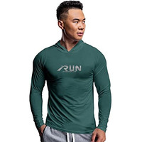 Eyebogler Mens Dry Fit Hooded Neck Full Sleeve Casual Tshirt Moss Green