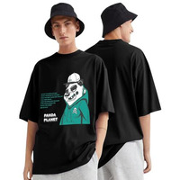Eyebogler Oversized T Shirts For Men, Cotton Blend Panda Printed Round Neck Half Sleeves Casual Loose Baggy Tees Drop Shoulder Black Black Tshirt For Men
