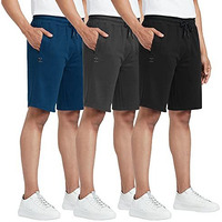 Xyxx Athleisure Men's Cotton Shorts | Super Soft, Knee Length Comfortable Everyday Wear | Relaxed Fit Solid Code Shorts With Zipper Pocket | Pack Of 3 (Black + Grey + Blue, Small)