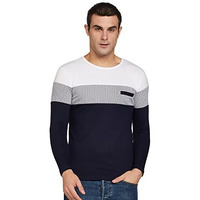 Eyebogler Regular Men's Cotton Navy Blue-White Designer T-Shirt (Xxl-Eb1T67-Nbwh_Xx-Large)