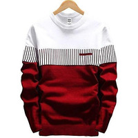 Eyebogler Regular Men's Cotton Red-White Designer T-Shirt (M-Eb1T67-Wrwh_Medium)
