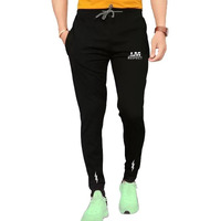 Lookmark Men's Slim Fit Solid Lycra Blend Full Elastic Sport Wear Running Gym Stretchable Jogger Track Pant In Black Color(Track 04 Black-S)