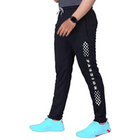 Lookmark Men's Slim Fit Solid Lycra Blend Full Elastic Sport Wear Running Gym Stretchable Jogger Track Pant In Black Color(Track 05 Black-Xl)