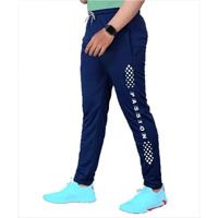Lookmark Men's Slim Fit Solid Lycra Blend Full Elastic Sport Wear Running Gym Stretchable Jogger Track Pant In Navy Color(Track 05 Navy-L)