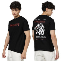 Lookmark Pure Cotton Black Color Printed Half Sleeve Oversized T-Shirt For Men(Mt20-Black-Xxl)