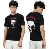 Lookmark Pure Cotton Black Color Printed Half Sleeve Oversized T-Shirt For Men(Mt24-Black-M)