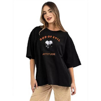 Lookmark Pure Cotton Black Color Printed Half Sleeve Oversized T-Shirt For Men(Mt24-Black-S_)