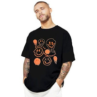 Lookmark Pure Cotton Black Color Printed Half Sleeve Oversized T-Shirt For Men(Mt23-Black-S)