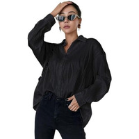 Leriya Fashion Oversized Shirt For Women | Shirt For Women Stylish Western | Long Shirt For Women (Large, Black)