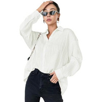 Leriya Fashion Oversized Shirt For Women | Shirt For Women Stylish Western | Long Shirt For Women (Large, White)