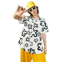 Lookmark Men's Vibrant Printed Half Sleeve Loose Fit Casual Shirt In Cotton Blend  Perfect For Beach Days, Everyday Comfort, And Effortless Style (Az-Lm-Og-Printed Shirt Milkybar-Xl) White