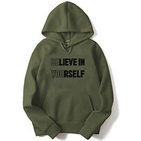 Adro Believe In Yourself Design Printed Hoodies/Sweatshirts For Men & Women (H20-M-You-Ol_Olive_2Xl)