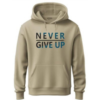 Adro Never Give Up Design Printed Hoodies/Sweatshirts For Men & Women (H20-M-Ngu-Ch_Beige_L)