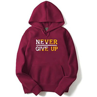 Adro Never Give Up Design Printed Hoodies/Sweatshirts For Men & Women (H20-M-Ngu-Mr_Maroon_L)