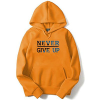 Adro Never Give Up Design Printed Hoodies/Sweatshirts For Men & Women (H20-M-Ngu-Mu_Mustard_Xl)
