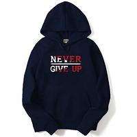 Adro Never Give Up Design Printed Hoodies/Sweatshirts For Men & Women (H20-M-Ngu-Nb_Navy_Xl)