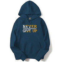 Adro Never Give Up Design Printed Hoodies/Sweatshirts For Men & Women (H20-M-Ngu-Sb_Teal_Xl)