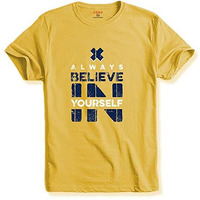 Adro Believe In Yourself Printed T-Shirts For Men & Women (Rnr-S35-Bel-Ly_Light Yellow_M)