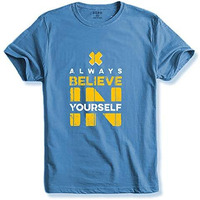 Adro Believe In Yourself Printed T-Shirts For Men & Women (Rnr-S35-Bel-Sk_Skyblue_M)