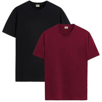 Adro T Shirts Pack Of 2 Mens Tshirts Cotton T Shirts For Men Tshirt T-Shirts Combo T Shirts Tshirts For Men Plain Solid Tshirts Black Maroon Tshirt For Men Rcm2-Pln-Bl-Mr-S