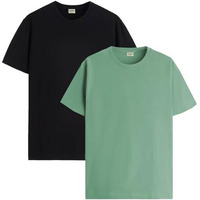 Adro T Shirts Pack Of 2 Mens Tshirts Cotton T Shirts For Men Tshirt T-Shirts Combo T Shirts Tshirts For Men Plain Solid Tshirts Black Pista Tshirt For Men Rcm2-Pln-Bl-Pt-2Xl