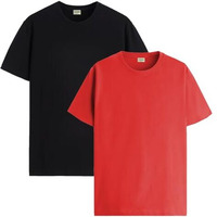 Adro T Shirts Pack Of 2 Mens Tshirts Cotton T Shirts For Men Tshirt T-Shirts Combo T Shirts Tshirts For Men Plain Solid Tshirts Black Red Tshirt For Men Rcm2-Pln-Bl-Rd-S