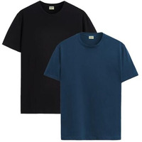 Adro T Shirts Pack Of 2 Mens Tshirts Cotton T Shirts For Men Tshirt T-Shirts Combo T Shirts Tshirts For Men Plain Solid Tshirts Black Teal Tshirt For Men Rcm2-Pln-Bl-Sb-S