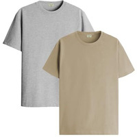 Adro T Shirts Pack Of 2 Mens Tshirts Cotton T Shirts For Men Tshirt T-Shirts Combo T Shirts Tshirts For Men Plain Solid Tshirts Grey Beige Tshirt For Men Rcm2-Pln-Gr-Be-S