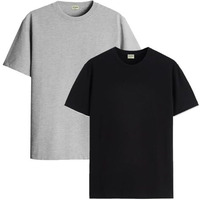 Adro T Shirts Pack Of 2 Mens Tshirts Cotton T Shirts For Men Tshirt T-Shirts Combo T Shirts Tshirts For Men Plain Solid Tshirts Grey Black Tshirt For Men Rcm2-Pln-Gr-Bl-L