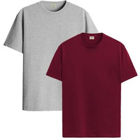Adro T Shirts Pack Of 2 Mens Tshirts Cotton T Shirts For Men Tshirt T-Shirts Combo T Shirts Tshirts For Men Plain Solid Tshirts Grey Maroon Tshirt For Men Rcm2-Pln-Gr-Mr-2Xl