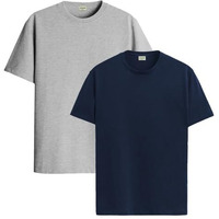 Adro T Shirts Pack Of 2 Mens Tshirts Cotton T Shirts For Men Tshirt T-Shirts Combo T Shirts Tshirts For Men Plain Solid Tshirts Grey Navy Tshirt For Men Rcm2-Pln-Gr-Nb-L