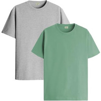 Adro T Shirts Pack Of 2 Mens Tshirts Cotton T Shirts For Men Tshirt T-Shirts Combo T Shirts Tshirts For Men Plain Solid Tshirts Grey Pista Tshirt For Men Rcm2-Pln-Gr-Pt-2Xl