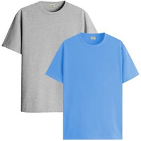 Adro T Shirts Pack Of 2 Mens Tshirts Cotton T Shirts For Men Tshirt T-Shirts Combo T Shirts Tshirts For Men Plain Solid Tshirts Grey Sky Blue Tshirt For Men Rcm2-Pln-Gr-Sk-Xl