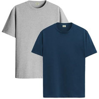Adro T Shirts Pack Of 2 Mens Tshirts Cotton T Shirts For Men Tshirt T-Shirts Combo T Shirts Tshirts For Men Plain Solid Tshirts Grey Teal Tshirt For Men Rcm2-Pln-Gr-Sb-L