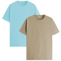 Adro T Shirts Pack Of 2 Mens Tshirts Cotton T Shirts For Men Tshirt T-Shirts Combo T Shirts Tshirts For Men Plain Solid Tshirts Mint Beige Tshirt For Men Rcm2-Pln-Mi-Be-S