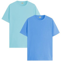 Adro T Shirts Pack Of 2 Mens Tshirts Cotton T Shirts For Men Tshirt T-Shirts Combo T Shirts Tshirts For Men Plain Solid Tshirts Mint Sky Blue Tshirt For Men Rcm2-Pln-Mi-Sk-M