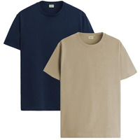 Adro T Shirts Pack Of 2 Mens Tshirts Cotton T Shirts For Men Tshirt T-Shirts Combo T Shirts Tshirts For Men Plain Solid Tshirts Navy Beige Tshirt For Men Rcm2-Pln-Nb-Be-S