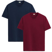 Adro T Shirts Pack Of 2 Mens Tshirts Cotton T Shirts For Men Tshirt T-Shirts Combo T Shirts Tshirts For Men Plain Solid Tshirts Navy Maroon Tshirt For Men Rcm2-Pln-Nb-Mr-M