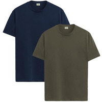 Adro T Shirts Pack Of 2 Mens Tshirts Cotton T Shirts For Men Tshirt T-Shirts Combo T Shirts Tshirts For Men Plain Solid Tshirts Navy Olive Tshirt For Men Rcm2-Pln-Nb-Ol-S