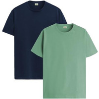 Adro T Shirts Pack Of 2 Mens Tshirts Cotton T Shirts For Men Tshirt T-Shirts Combo T Shirts Tshirts For Men Plain Solid Tshirts Navy Pista Tshirt For Men Rcm2-Pln-Nb-Pt-L