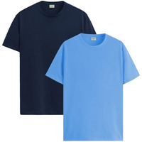Adro T Shirts Pack Of 2 Mens Tshirts Cotton T Shirts For Men Tshirt T-Shirts Combo T Shirts Tshirts For Men Plain Solid Tshirts Navy Sky Blue Tshirt For Men Rcm2-Pln-Nb-Sk-M